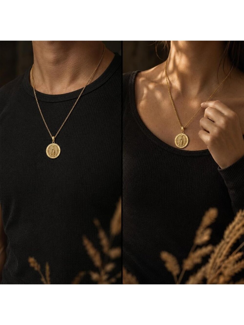 14K Gold Plated Saint Medal Necklace for Men & Women - Patron Pendant Jewelry - Picture 4 of 7